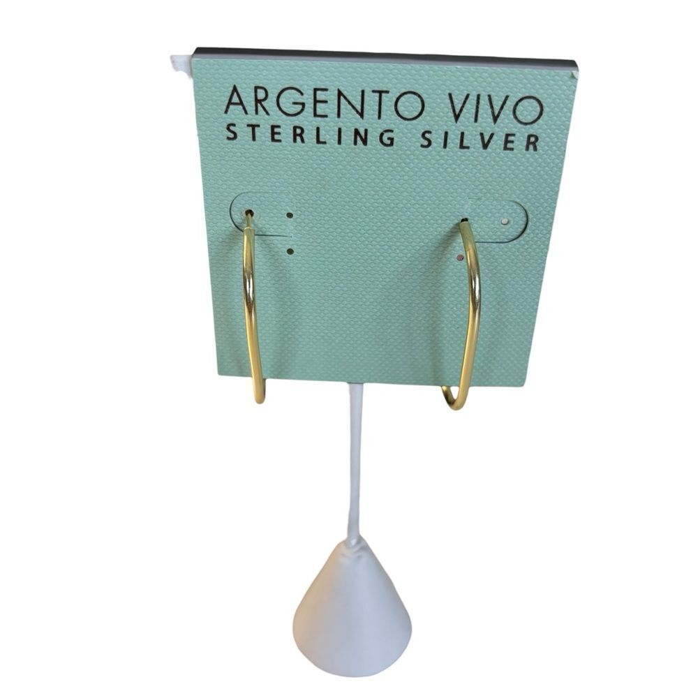 Argento Vivo Gold Tone Sterling Silver Elongated Hoop Earrings.